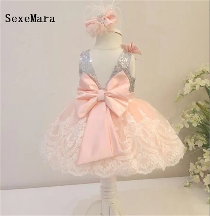 New Cute Baby Girls First Birthday Dress Christmas Party Gown with Bow | Детская одежда и обувь