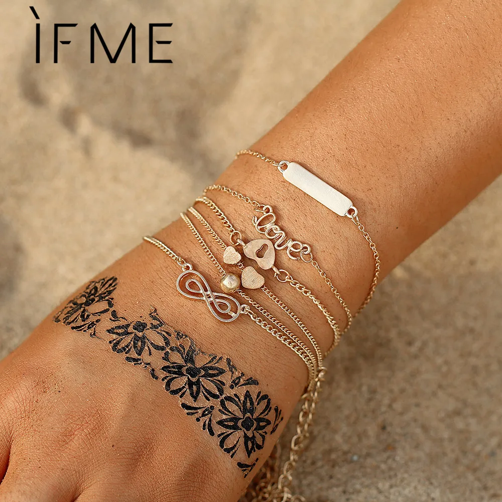 Женский многослойный браслет IF ME золотого цвета в виде сердца знак бесконечности