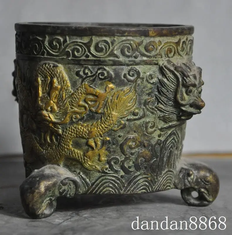 christmas old ymying bronze gilt dragon beast statue incense burner Censer pot jar Tanks halloween | Дом и сад