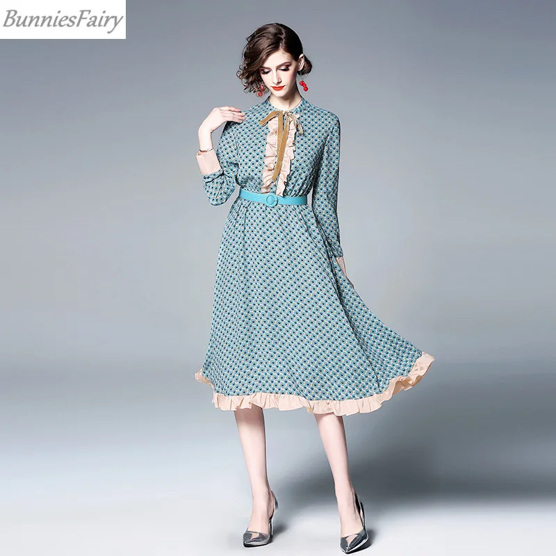 BunniesFairy 2019 сезон: весна–лето Для женщин Винтаж ретро синий лоскутное