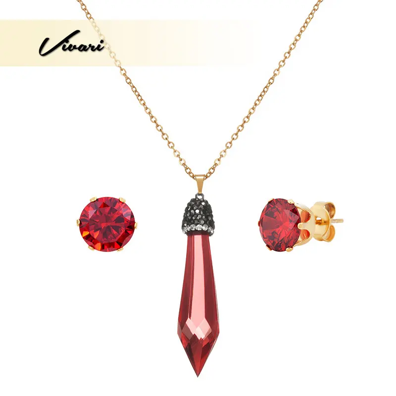Vivari модная хрустальная подвеска длинное ожерелье серьги гвоздики для женщин