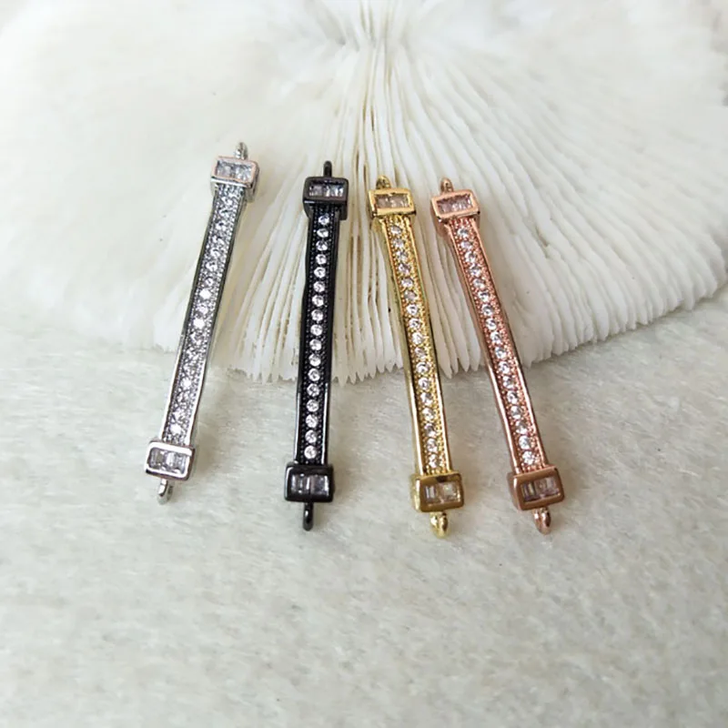 

10pcs CZ zircon Micro Pave Connector, Double Bails Beads Charm,DIY Bracelet necklace Jewelry Finding CT304