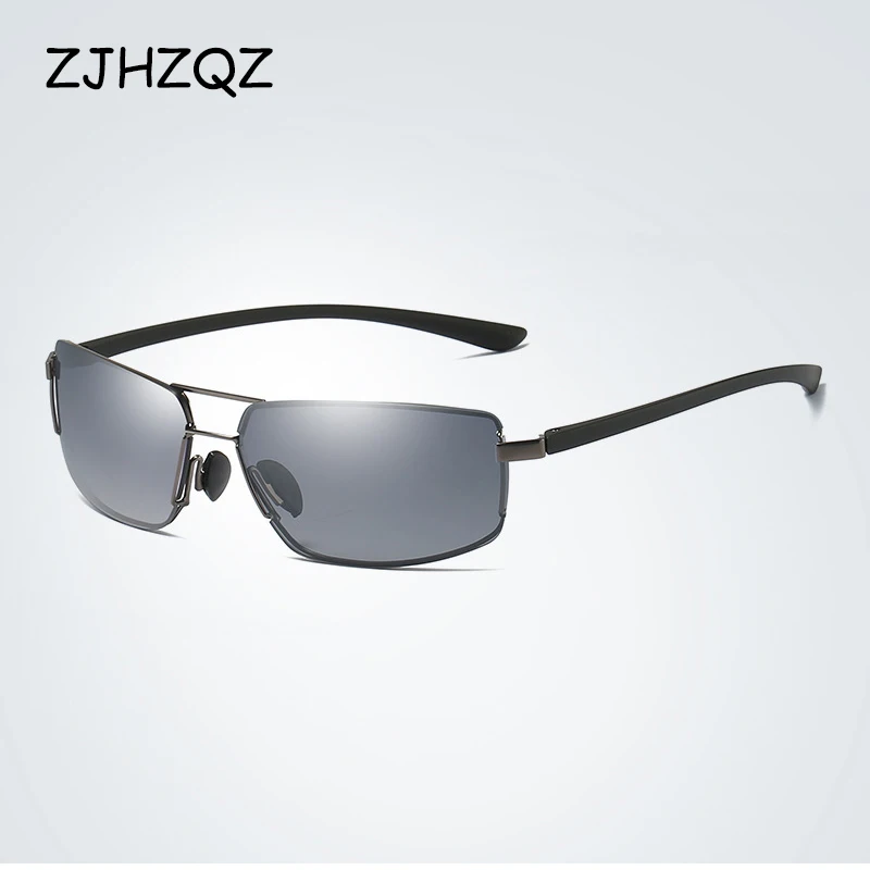 Gray W Black ZJHZQZ, солнцезащитные очки без оправы, мужские,, высокое качество, квадратные, без оправы, солнцезащитные очки для женщин, фирменный дизайн, очки, линзы - Цвет линз: Gray W Black