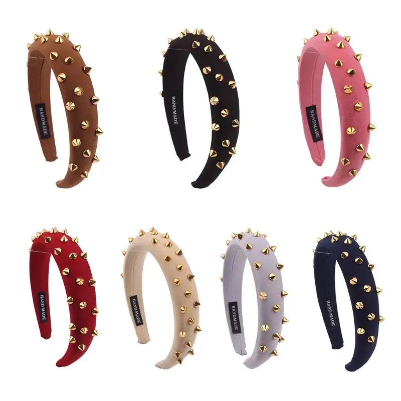 Женский обруч для волос в стиле панк готический однотонный широкий ободок с