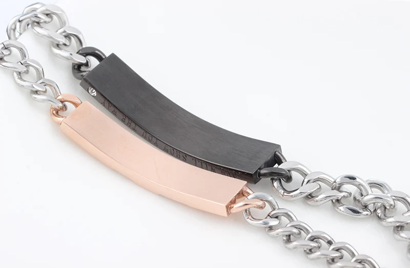 Циркон Сердце Паззлы любовник браслет Титан Сталь розовый/черный покрытием