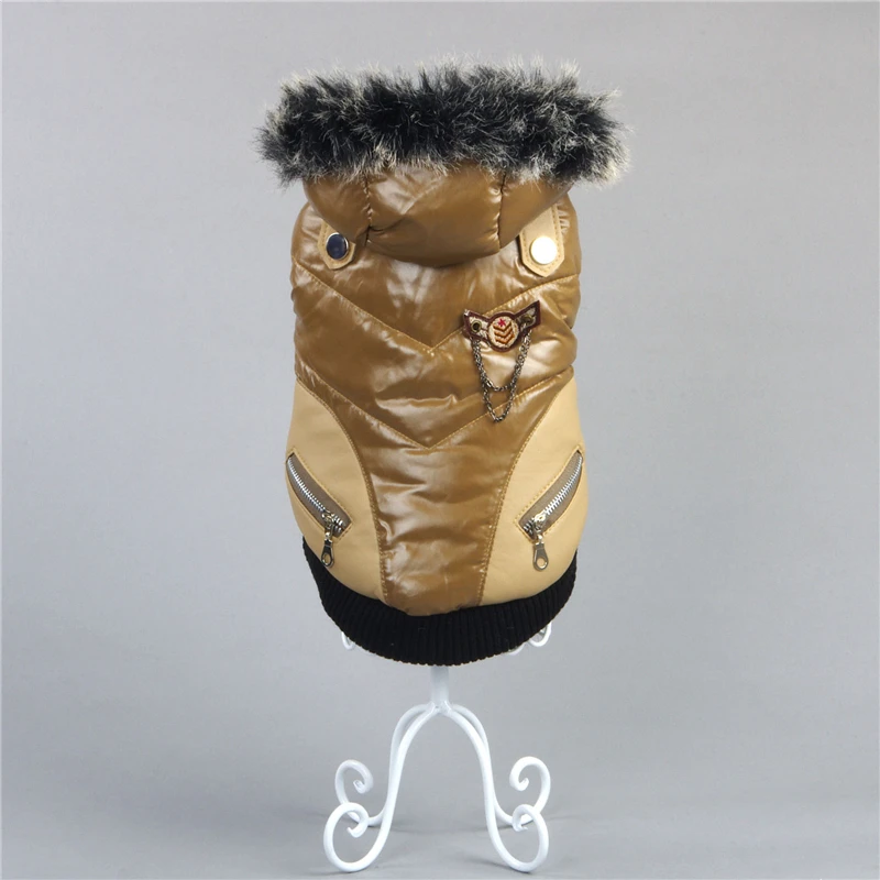 PERTTYLIFE Pet Supplies Dog Clothes Fall and Winter Clothing Hooded PU Leather Jacket With Zipper Casual Coat CLT99 |
