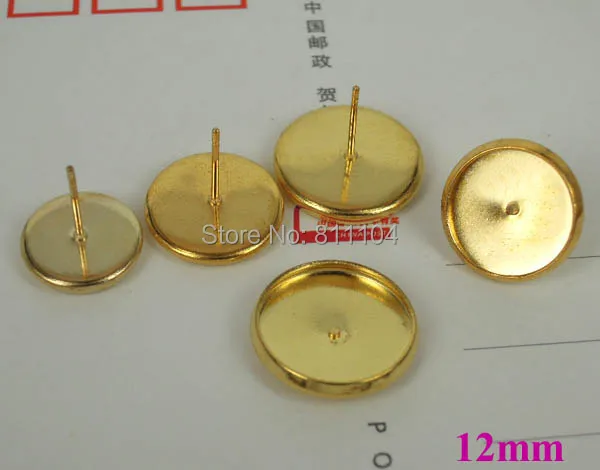 Новые позолоченные латунные w/ 12mm внутренние круглые круглая рамка Кабошон
