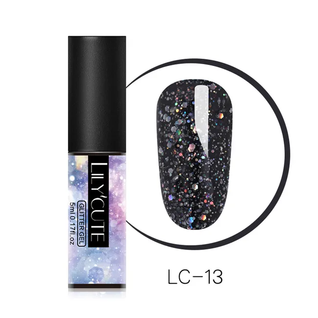 Glitter LC-13 LILYCUTE Блестящий Гель-лак для ногтей 5 мл замачиваемый УФ гель для ногтей лак Полупостоянный гель лак праймер маникюрный лак - Цвет: Glitter LC-13
