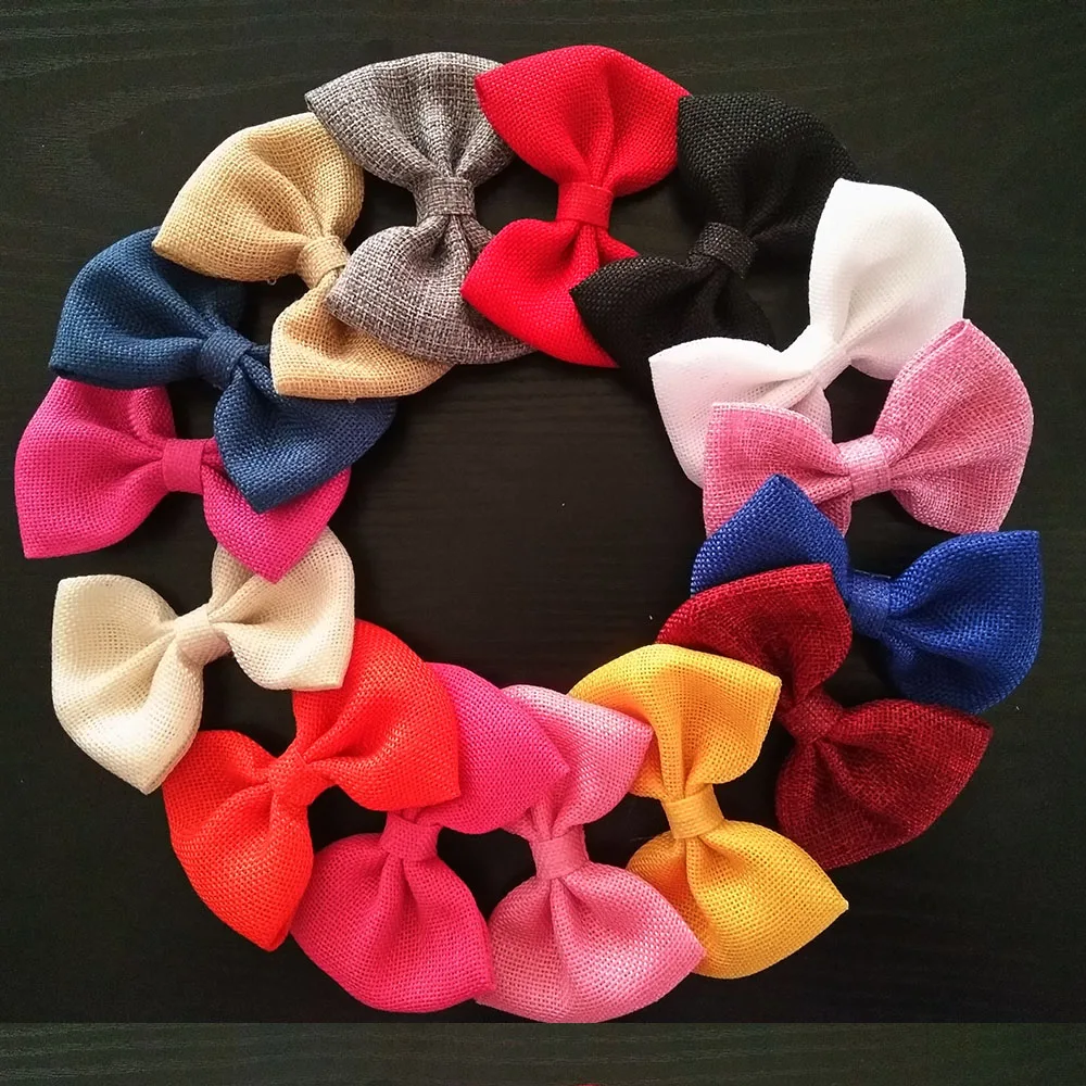 24 шт./лот большие 4 дюймовые банты из мешковины без зажимов для волос аксессуары 16