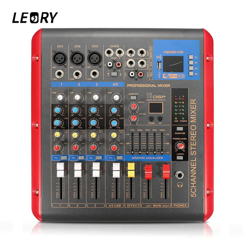 LEORY аудио микшер усилитель профессиональный bluetooth 4 канала караоке микрофон звук