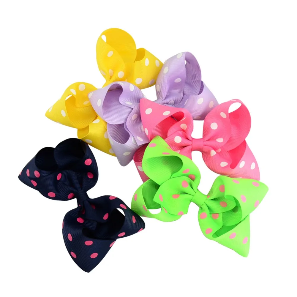 1 шт. 4 5 дюймов в горошек лента Grosgrain Hairbows Детские аксессуары для волос с зажимом