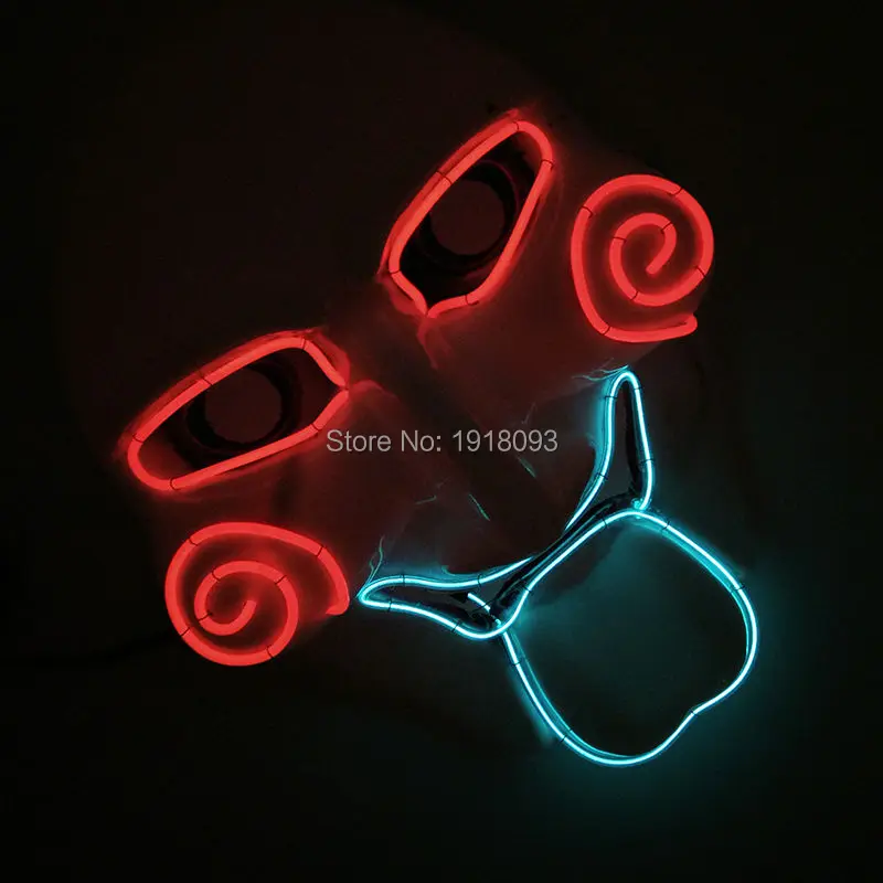 

New style EL Wire Glowing Mask Cute Party Mask Flashing glowing Neon light Festival LED Strip Carnival Mask For Party decor