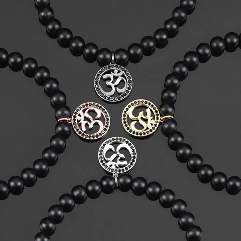 Матовый браслет для йоги Onxy с бусинами амулеты медитации Lotus OHM чакра женщин и