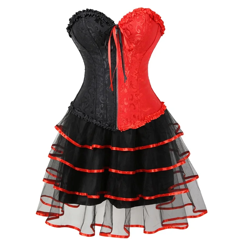 4-слойная кружевная юбка-пачка для тренировок на талии молнии бюстье корсет