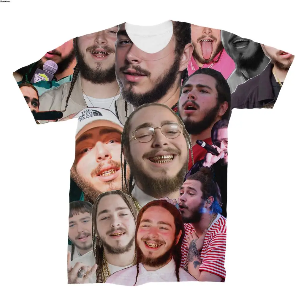 2018 Post Malone фото коллаж футболка Забавный принт Высокое качество Мужская Женская