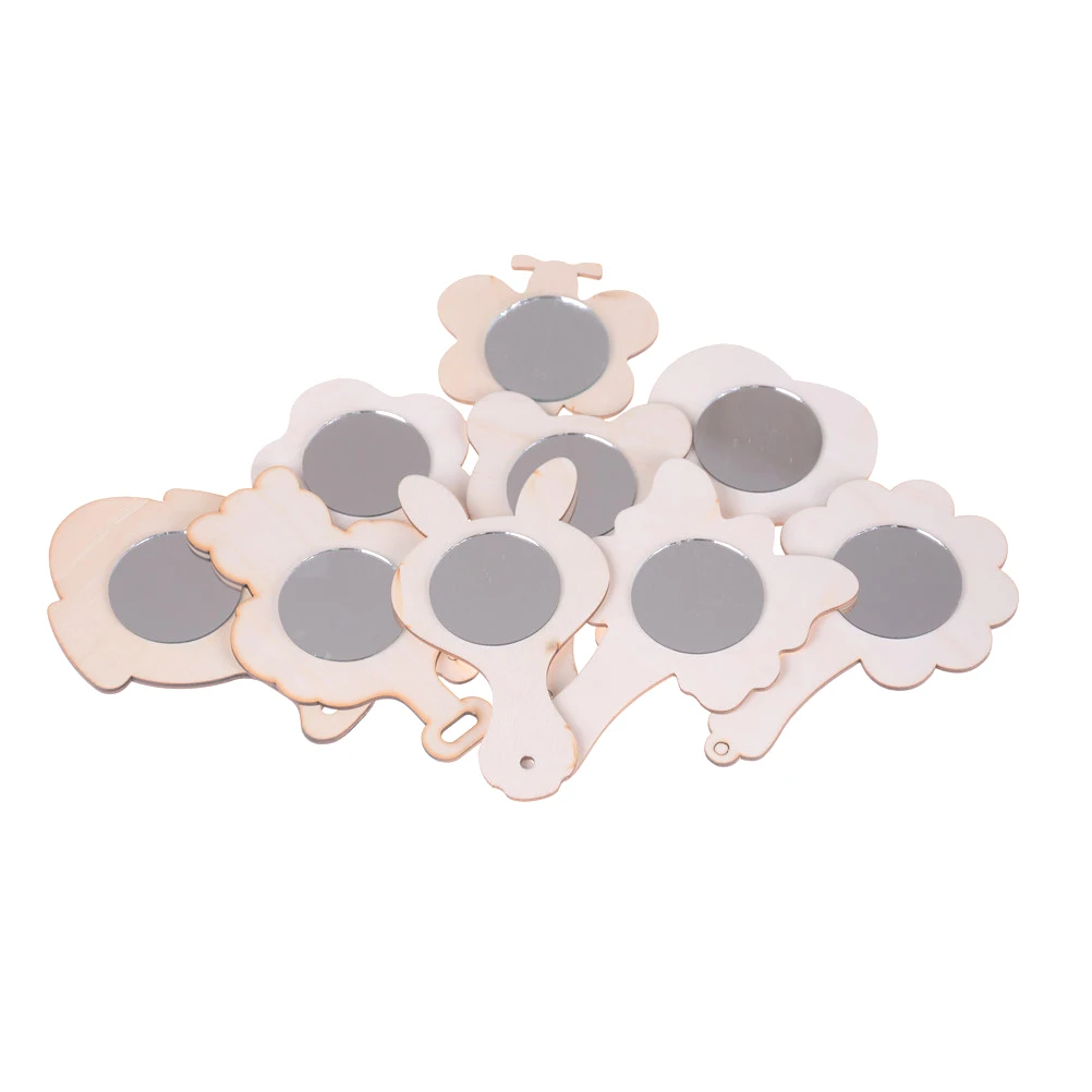 1 шт. деревянная форма зеркало сделай сам раскраска белая живопись дети ручная