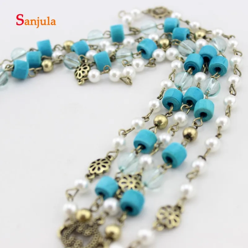 Water Drop Shape Bride Headwear Boho Style Forehead Hair Jewelry Fashion Headpiece for Bridal Women Ethnic Blue Beaded H306 | Украшения и