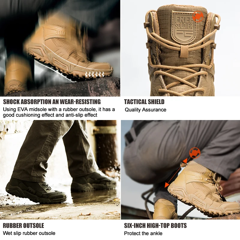 FREE SOLDIER outdoor sports hiking tactical military men boots tear-resistant shoes for climbing camping
