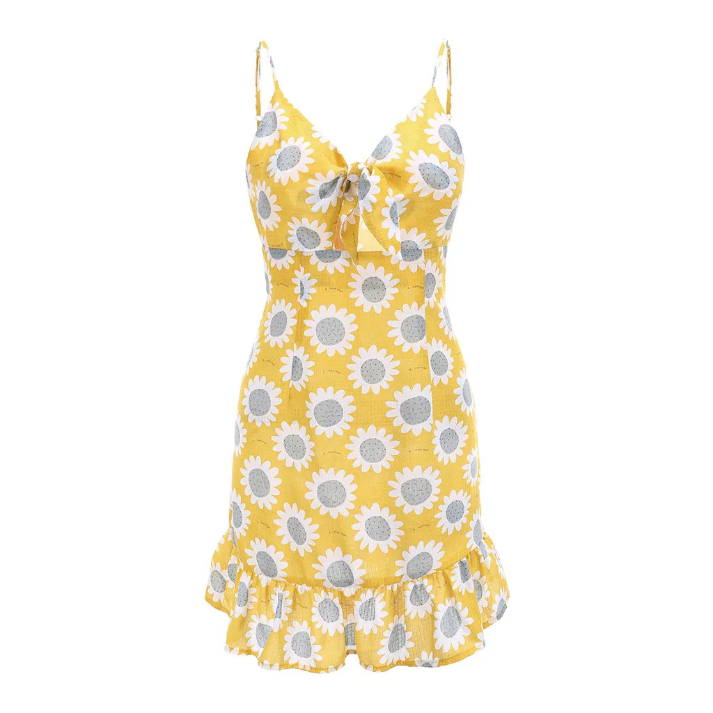 Женское мини платье с цветочным принтом и открытыми плечами без рукавов открытой