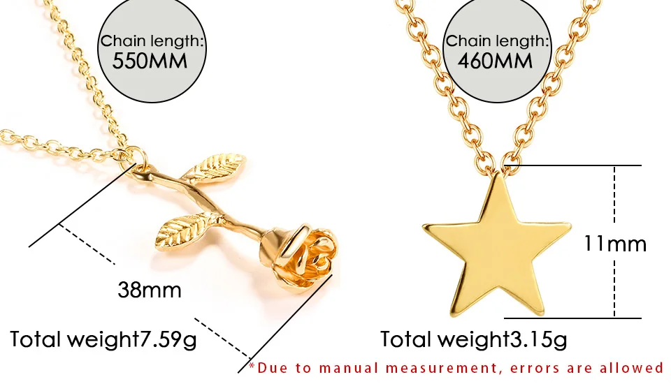 X& P Модные Цепочки с сердечком из розового золота и серебра, подарки для женщин, классическое ожерелье с цепочкой в виде звезды и Луны, ювелирные изделия