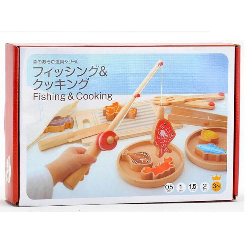 1 Компл. Многофункциональные Дети Рыбная Ловля Деревянный Toys Магнитного