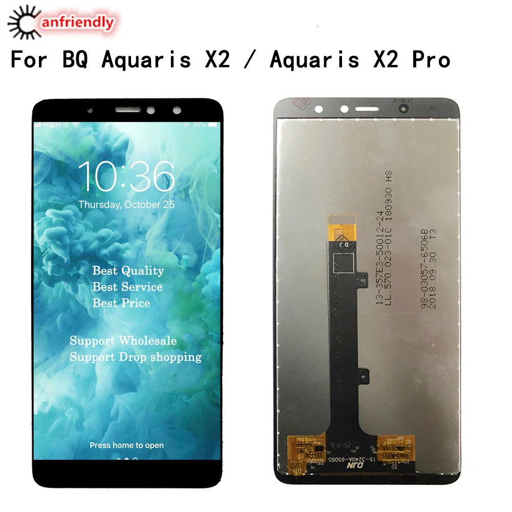 Качественный ЖК-дисплей AAA для BQ Aquaris X2 pro сенсорная панель экран переднее стекло