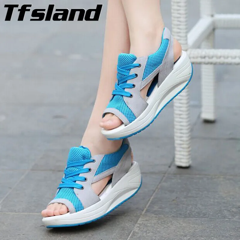 Tfsland/летние женские дышащие сандалии из сетчатого материала босоножки на