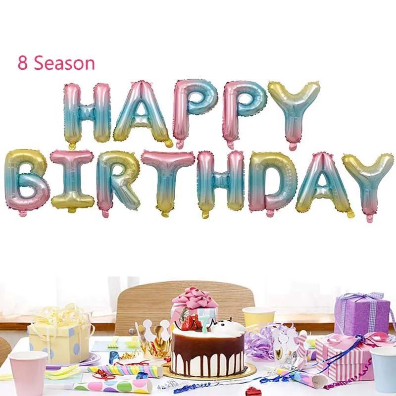 8-Season Rainbow Party Decorations Gradient Color Love Heart Star Round Foil Balloon Birthday Accessories Happy Mothers Day | Дом и сад