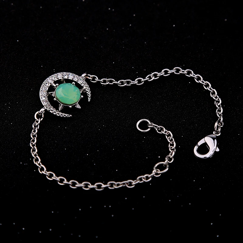 Простой прозрачный зеленый кристалл луна звезды браслет Новинка 2017 года розовое