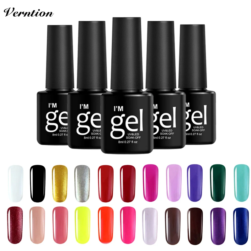 Verntion УФ Гель-лак для светодиодной сушки Lucky поли Цвет лак ногтей гель-лаки Soak Off Top