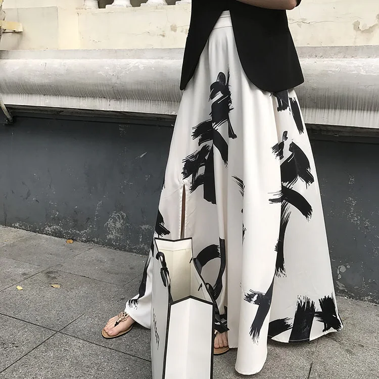 Женская длинная юбка из полиэстера летняя с принтом большие размеры Faldas Mujer Moda 2019