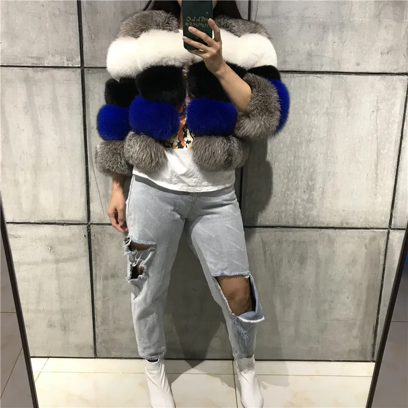 lady fur jacket women real natural fox outwear | Женская одежда