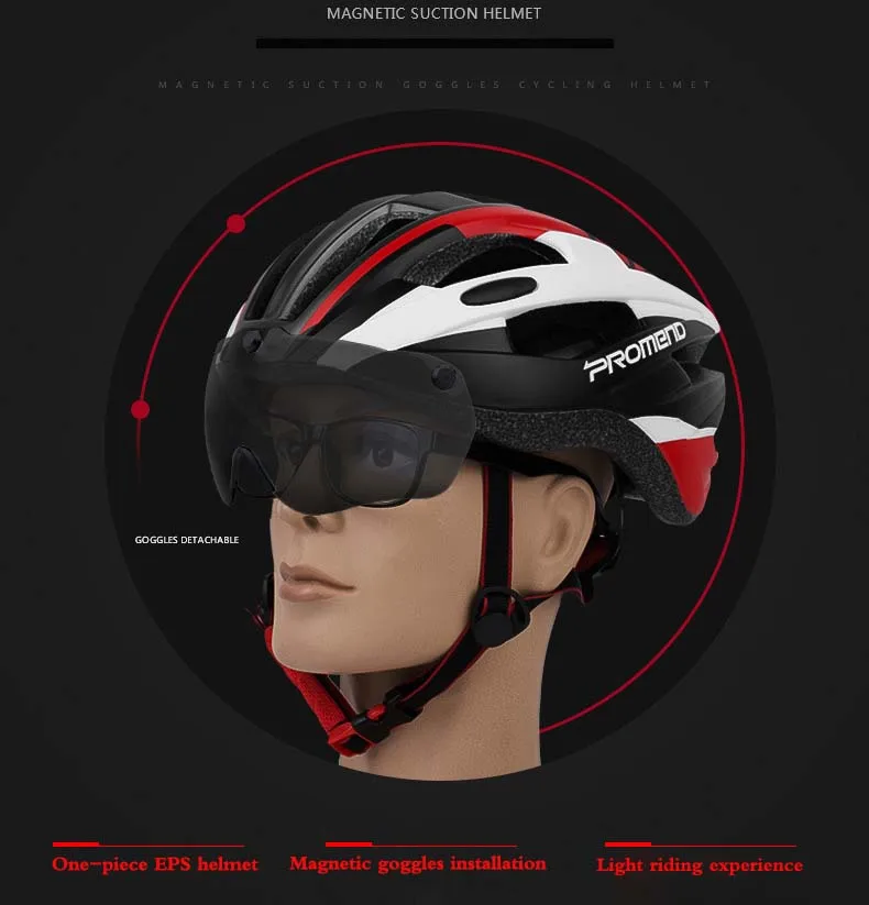 PROMEND ультралегкие Магнитные очки с ремнем для мужчин и женщин езды на шлеме один