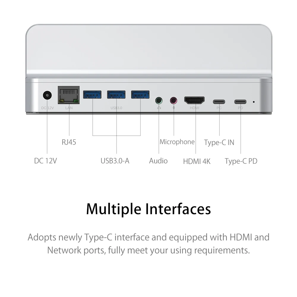 ORICO ANS6 алюминиевый тип-c к HDMI RJ45 USB3.0-A микрофон аудио док-станция для ноутбука с регулируемым держателем