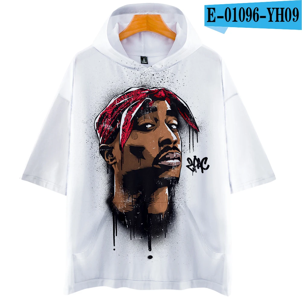 one LUCKYFRIDAY 2Pac Rapper мужские футболки 3D Повседневная летняя модная футболка с коротким рукавом и капюшоном Harajuku уличная одежда в стиле хип-хоп - Цвет: one