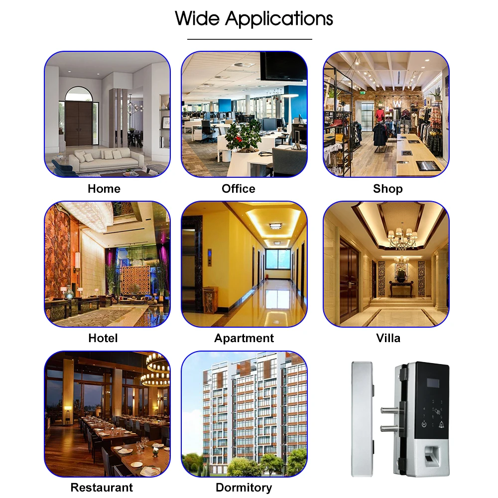Умный стеклянный дверной замок безопасности биометрический отпечатков пальцев для стеклянной двери пароль
