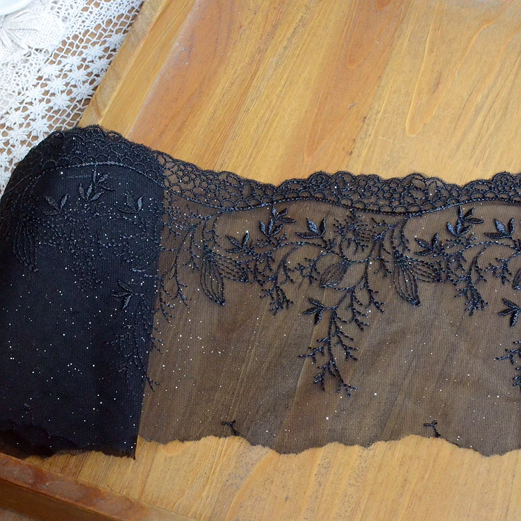 Роскошный Черный гипюр шитье Кружевная аппликация свадебное платье вуаль цветы