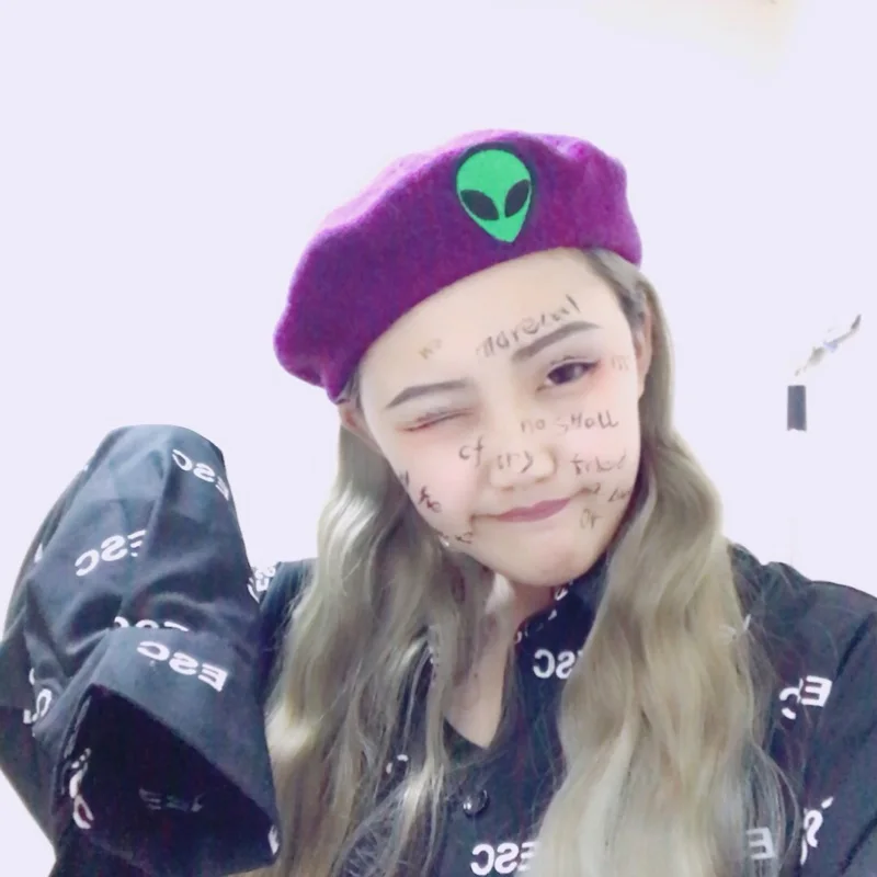 2018 эксклюзивная Кепка в стиле панк Рок Харадзюку хип хоп черная фиолетовая alien ET