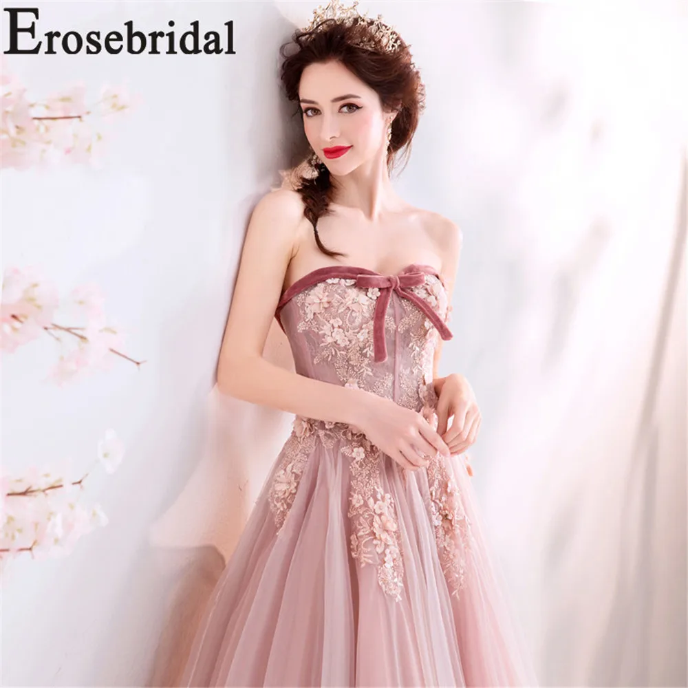 Женское платье без бретелек Erosebridal длинное формальное вечернее с объемным