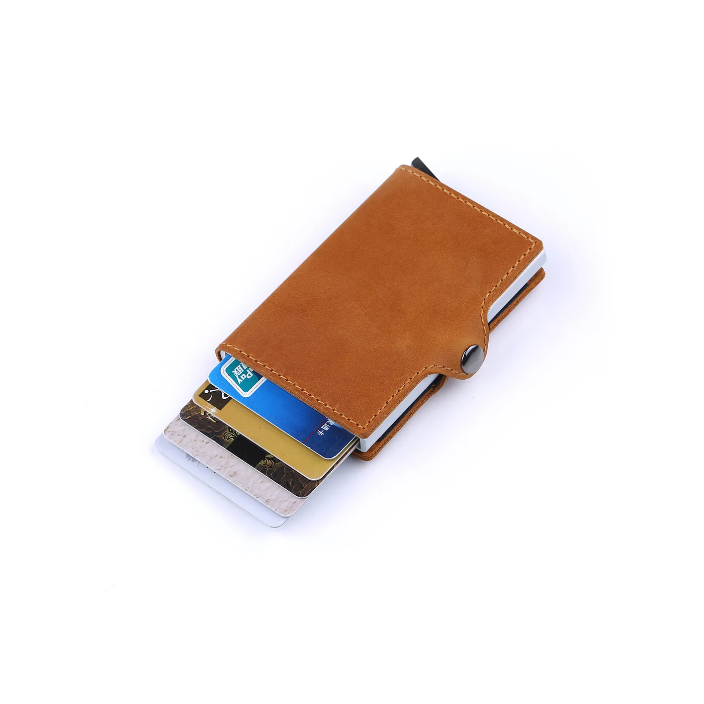 RFID кошелек из натуральной коньячной кожи Бумажник для карт чехол портмоне в