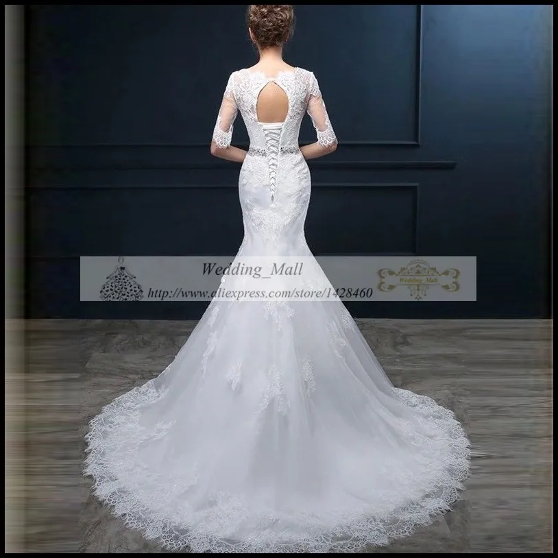 Sexy Back Открыть С Длинным Свадебное Платье Ремень Бисером Новая Зимняя Лодка
