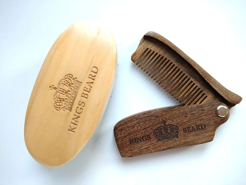 Гребень из натурального сандалового дерева черного и золотого цвета/щетка в