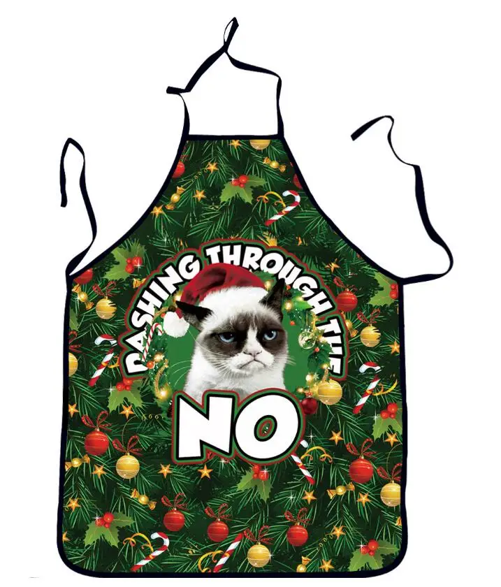 Creative funny Christmas design cooking aprons sanitary cleaning cartoon cat style sexy lady men picture gift | Дом и сад