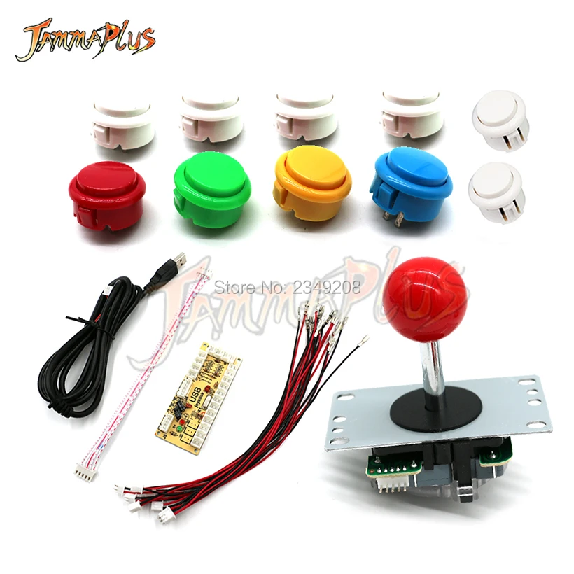DIY аркадный джойстик ручка комплект 5 pin джойстик аркадная Sanwa Кнопка Нулевая задержка USB плата с проводами для ПК Джойстик пластина