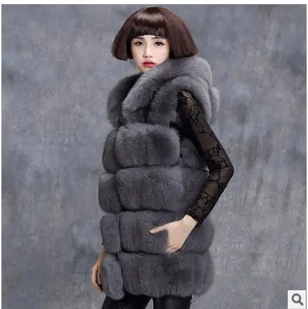 Женский Длинный жилет из искусственного лисьего меха Размеры S/6Xl|vest female|fur vestfemale