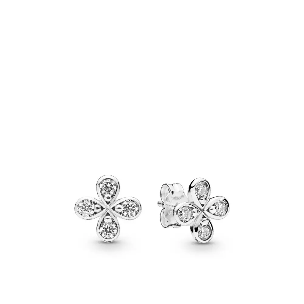 

Authentic 925 Sterling Silver Earring Flower Magnolia Butterfly Glaze Crystal Stud Earring For Women Wedding Party Jewelry Gift