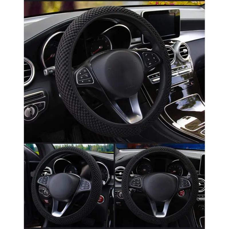 Нескользящий прочный Чехол рулевого колеса автомобиля сэндвич ткань ручной работы авто чехлы подходят для большинства автомобилей воздухопроницаемость