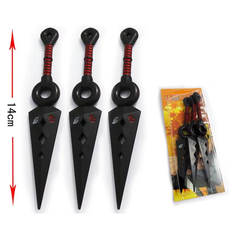 black Модные Аниме Наруто пластиковые Shuriken Косплей Аксессуары 4th Hokage маленький кунай оружие ноги сумки для Хэллоуина коллекции - Цвет: black