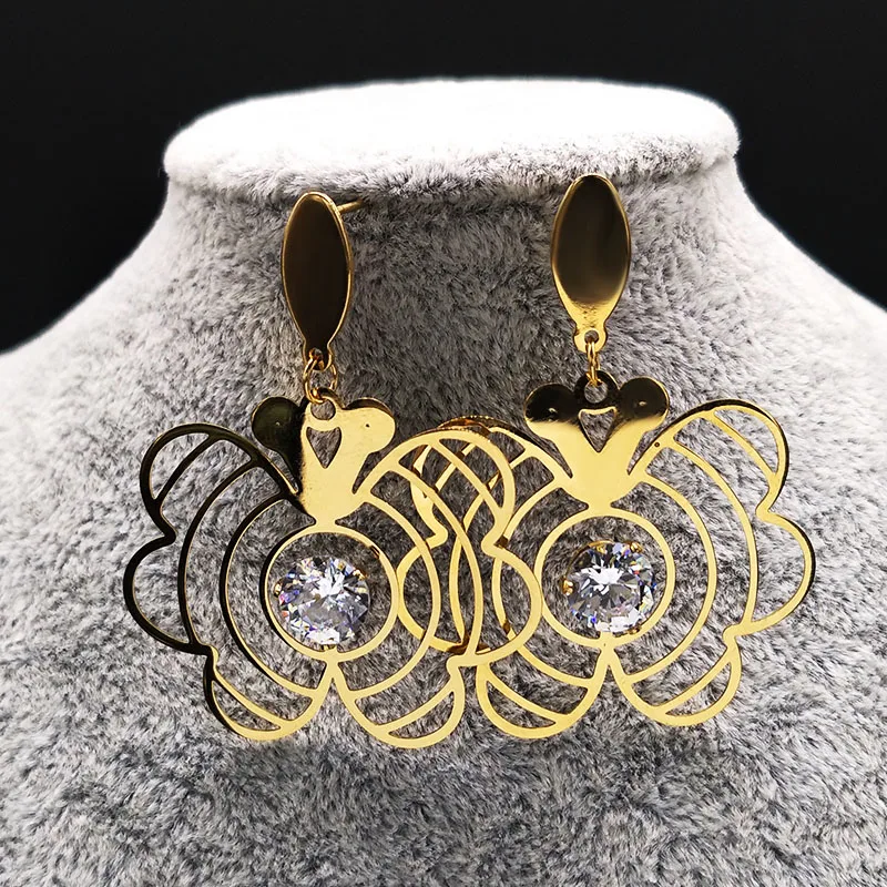 Женские серьги гвоздики из нержавеющей стали E612301|pendientes acero inoxidable mujer|butterfly stud