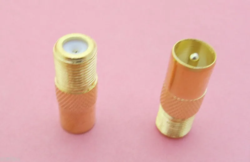 

6pcs Gold plated F female jack to IEC PAL DVB-T TV male plug RF adapter connector